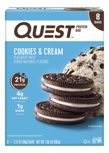 Quest Protein Bar, Cookies & Cream, High Protein 8ct