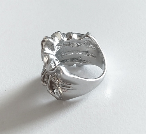 Anillo Fantasía Baño Rodio Fruncido Tiara Talla 8