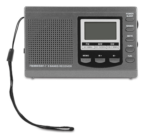 Receptor Portátil De Mini Radios Fm/mw/sw Con Alarma Digital