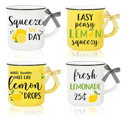 Whaline Summer Lemon Mini Taza De Café Con Cinta Lemon Fresh