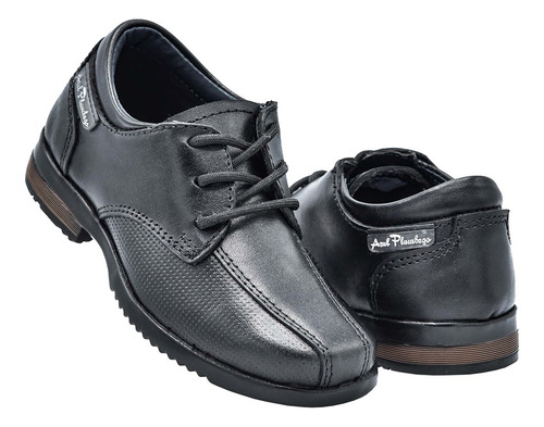 Zapato Niño Azul P. 801 Piel Negro Vestir Escolar 15 Al 17.5