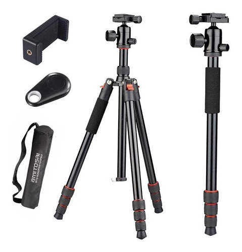 Tripode Monopie Profesional 157cm Con Disparador Bluetooth, Adaptador Para Celulares Y Bolso Compatible Con Camaras Dslr Sony, Kodak, Nikon MTS-KINGPOD160PRO Amitosai