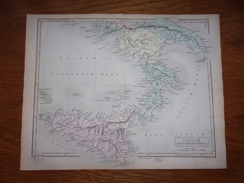 Mapa Italia Parte Meridional Original De Londres 1861