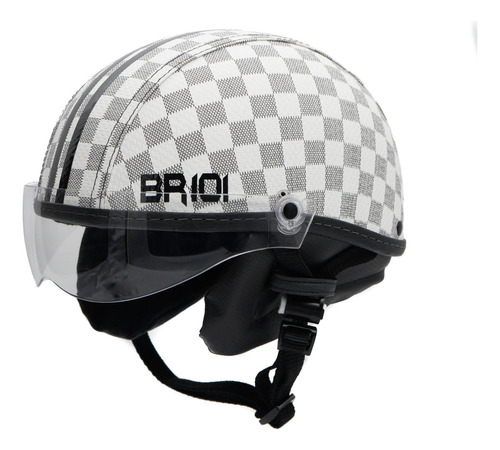 Capacete Coquinho Br 101 Xadrez Branco Vision Cristal Pp