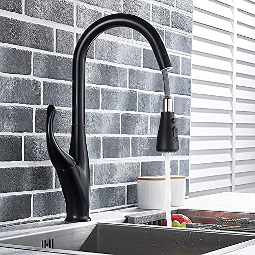 Grifo Cocina Negro Mezclador Fregadero Cabezal Ducha Un Agua