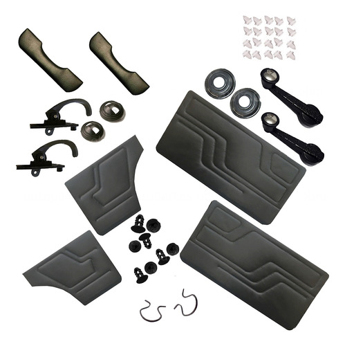 Kit Paneles Fiat 147 Tapizados Apoyabrazos Manijas Clips