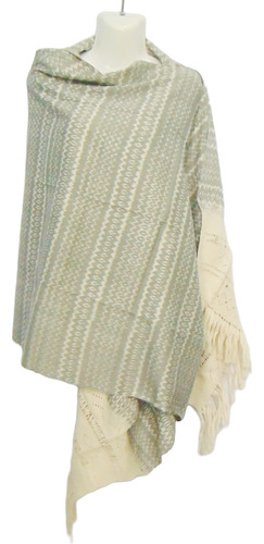 Rebozo Tradicional. 100% Algodón. Punta Fina Tejida Gris