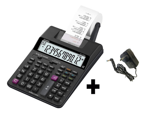 Calculadora De Rollo Casio Hr170rc Mas Adaptador Incluido Color Negra