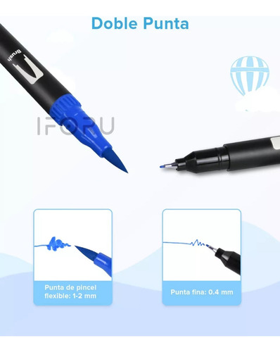 Marcadores Plumones Punta Pincel Doble Punta Iforu 100 Color