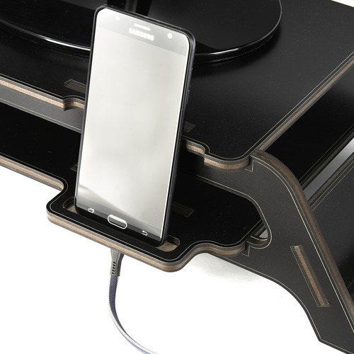 Imagen 5 de 10 de Base Eleva Monitor Pc-notebook Con Porta Celular Y Estante