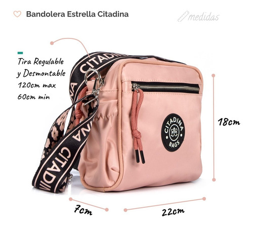 Imagen 2 de 7 de Bolso Bandolera Cartera Dama Tira Regulable Andorra Estrella