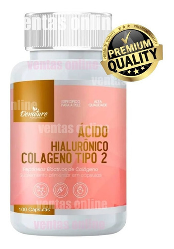 Imagen 1 de 4 de Colágeno Tipo 2 Con Ácido Hialurónico + Vitamina C  100 Caps