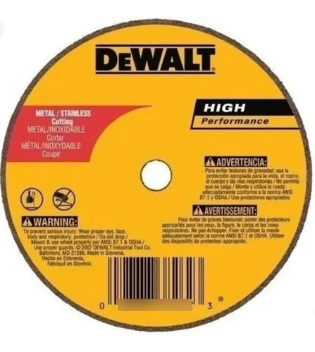 Disco Dewalt Para Corte De Metal 4 1/2 X 045 X 7/8 X 25 Und.