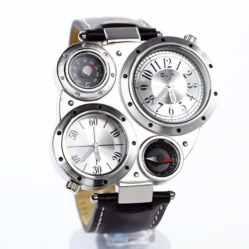 Reloj Oulm Luxury Militar Con Termometro Y Brujula