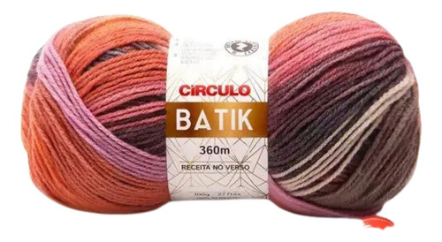Lã Fio Batik Círculo 100g - Tex 277 - Crochê E Tricô Cor Rosa Lavanda Laranja