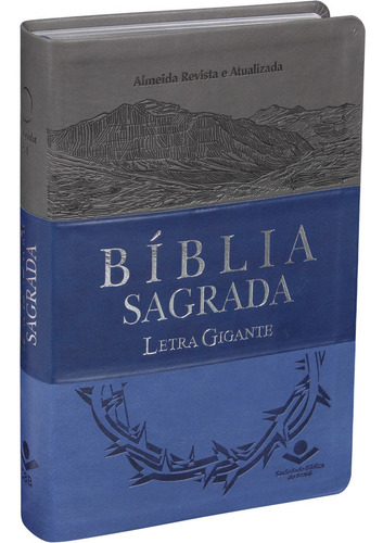 Bíblia Sagrada Letra Gigante - Capa Couro Sintético Triotone Azul: Almeida Revista E Atualizada (ara), De Sociedade Bíblica Do Brasil. Editora Sociedade Bíblica Do Brasil, Capa Dura Em Português, 2016