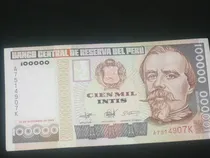 Comprar Billete 100000 - 100 Mil Intis 1988 Variante Franja Platino