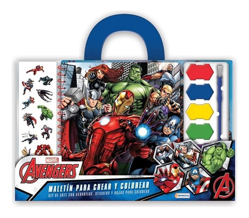Valija De Arte Set De Acuarelas Avengers Con Stickers Y Mas