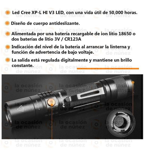 Imagen 3 de 8 de Linterna De Mano Fenix Uc35 Recargable Led 1000 L Tactica