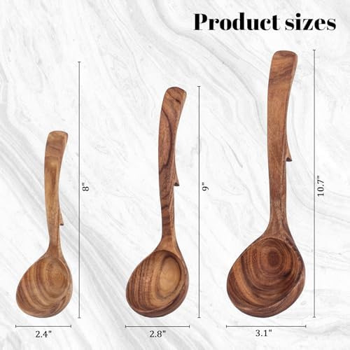 Juego De Cucharones De Madera De 3 Piezas, Cucharas De Cocin