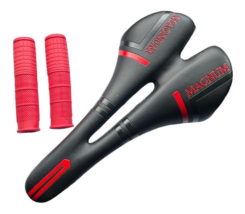 Banco Selim Magnum Vazado Bike Confortavel Mtb + Manopla