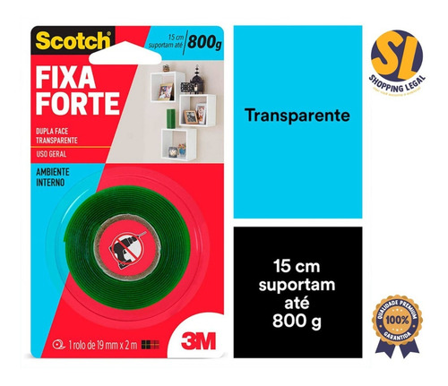 Imagem 2 de 5 de Fita Dupla Face Vhb Transp. 19x2m Quadro Espelho Scotch 3m