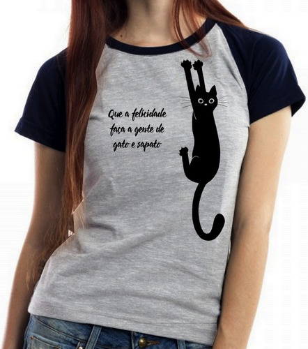 Blusa Baby Look Gato E Sapato Cat Gatinho Felino Amor Animal