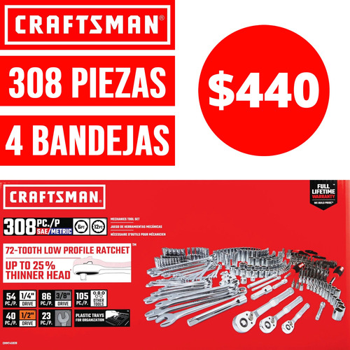 Craftsman Caja De Herramientas 450 Piezas Y Bolso De Regalo