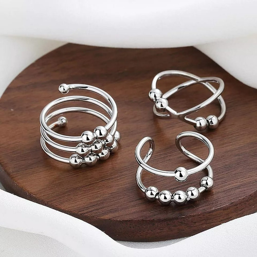 Imagen 4 de 5 de Anillo De Acero Ajustable Para La Ansiedad (giratorio)