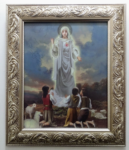 Virgen De Fátima Marco Color Plateado 30 X 25 