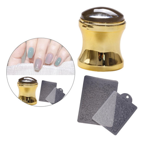 3 Nail Art Stencils Silicona Stamper Scraper Set Tool Para