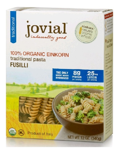 Jovial Fusilli Einkorn Pasta | Fusilli Orgnico | Sin Omg | A