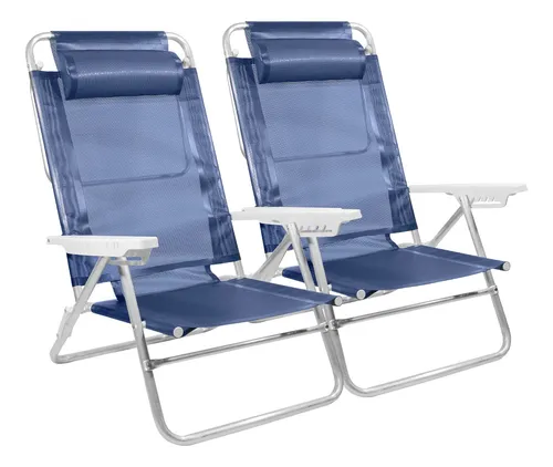 comprar Reposera X2 Aluminio 6 Posic. Almohada Reforzada Mor Ct