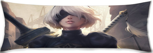 Cojin Almohada Larga Nier Automata 2b Cara Espadas 45x110cm Diseño De La Tela Lisa