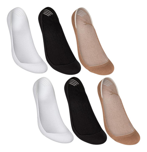Kit 6 Pares De Meias Sapatilhas Com Silicone Algodão Hoahi