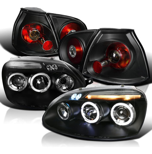 Spec-d Tuning Para Volkswagen Golf Rabbit Black Led Halo +