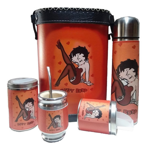 Set Matero Betty Boop Forrado Eco Cuero Mate A Elección