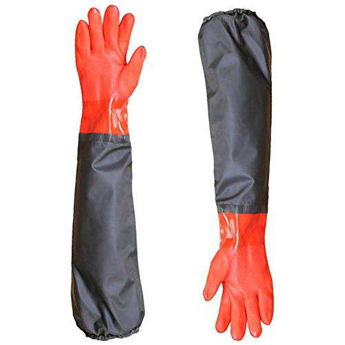 Guantes Largos Impermeables De Pvc Forro De Algodón Pe...