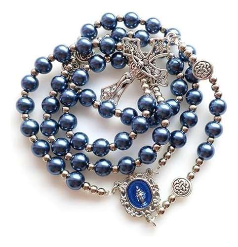 Rosario Católico De Acrílico Azul Lulucross, Collar De Cuent