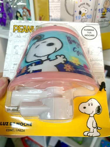 Lámpara Luz De Noche Snoopy Peanuts Nueva Blanco Multicolor
