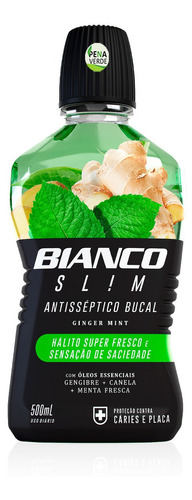 Enxaguante Bucal Ginger Mint Slim Bianco Antisséptico 500 Ml