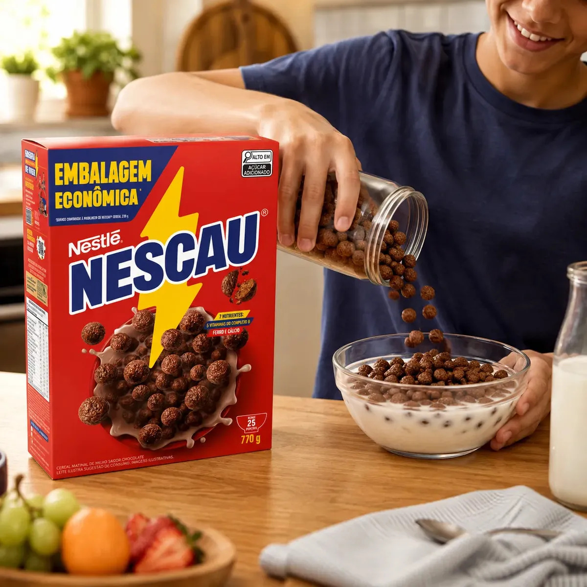 Cereal Matinal Nescau de Chocolate Integral com Proteína 770 g 4