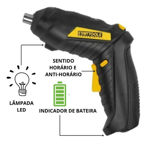 Mini Parafusadeira Recarregavel 3,6v Bivol Com Led Startools