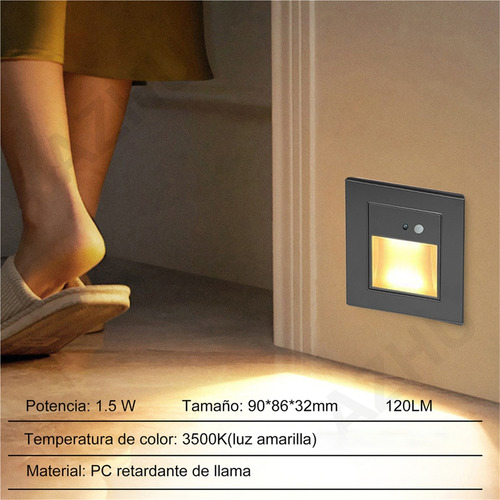 4pcs De Escalera 1.5w Empotrable Foco Con Sensor Movimiento