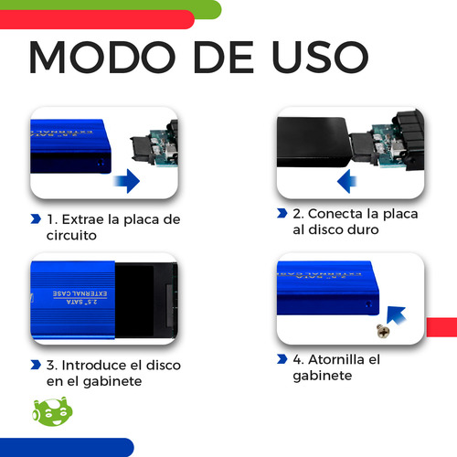 Gabinete Carcasa Disco Duro 2.5 Laptop Sata Usb 2.0 Case Azul Slim Company