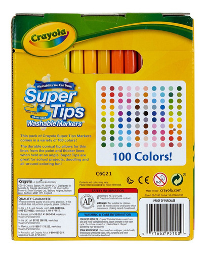 Imagen 4 de 5 de Marcadores Crayola Supertips Lavables Punta Conica X100