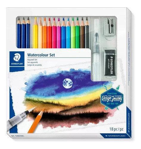 Set Lapices Acuarelables Staedtler X 18 Piezas Kit Acuarelas