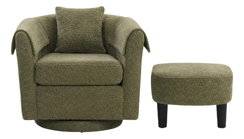 Silla Giratoria Con Juego Otomano Sillón Con Almohada