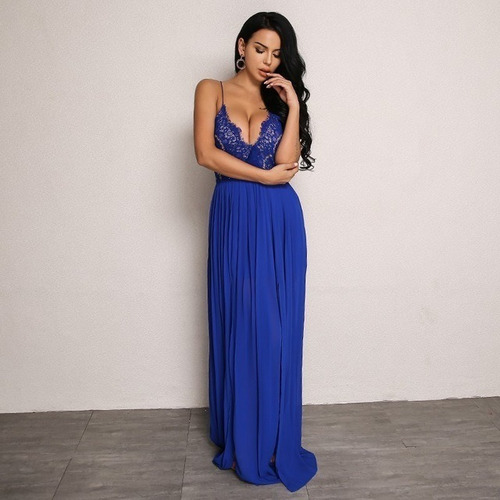 Vestido Largo Maxi Elegante Fiesta Azul Rey Encaje /envío | Meses sin intereses Vestido Largo Maxi Elegante Fiesta Azul Rey Encaje /envío | Meses sin intereses