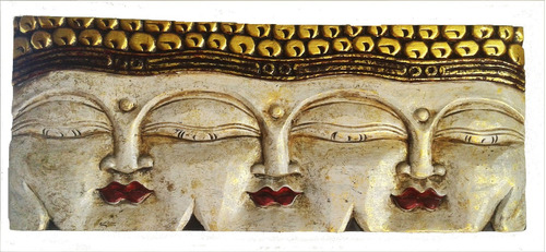 Talla-cuadro Buda Madera Horizontal Dorado